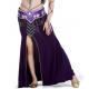 Jupe de danse orientale droite fendue violet doré 
