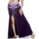 Jupe de danse orientale droite fendue violet doré 