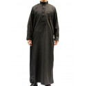 Qamis noir Homme Promo Col droit 
