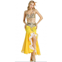 Tenue de scène de danse orientale compléte couleur or