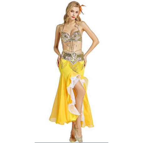 Tenue de scène de danse orientale compléte couleur or