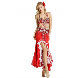 Tenue de scène de danse orientale compléte couleur rouge