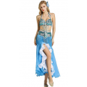 Tenue de scène de danse orientale compléte couleur bleu ciel