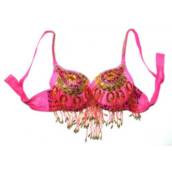 Soutien gorge de danse orientale rose et or