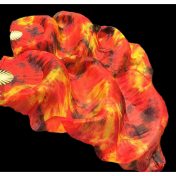 Paire d'Eventails en soie non ourlés tie-dye bicolore