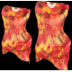 Paire d'Eventails en soie non ourlés tie-dye bicolore