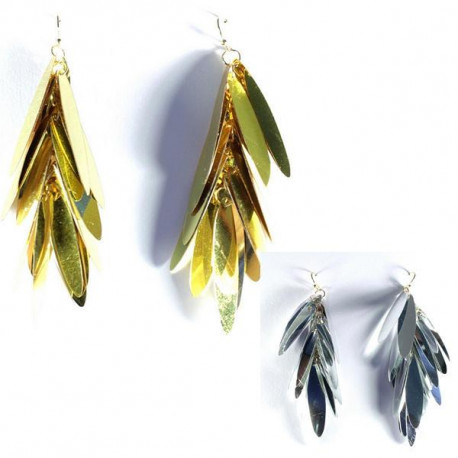 Boucles d'oreilles forme plume métal