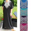 Abaya femme manches courtes strass et broderies