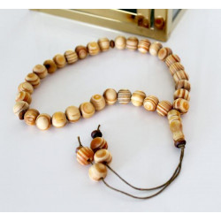 Chapelet Tasbih en bois naturel 33 grains