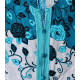 Djellaba femme à capuche manches courtes et fleurs turquoise detail du col