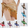 Ceinture de danse orientale triangle à franges et sequins dorés