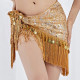Ceinture de danse orientale triangle à franges et sequins dorés