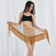 Ceinture de danse orientale triangle à franges et sequins dorés