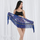 Ceinture de danse orientale triangle à franges et sequins dorés