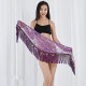 Ceinture de danse orientale triangle à franges et sequins dorés