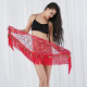 Ceinture de danse orientale triangle à franges et sequins dorés