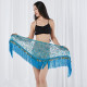 Ceinture de danse orientale triangle à franges et sequins dorés