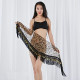 Ceinture de danse orientale triangle à franges et sequins dorés
