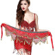 Ceinture de danse orientale en velours et pompons strass