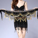 Ceinture de danse orientale en velours et pompons strass