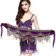 Ceinture de danse orientale en velours et pompons strass