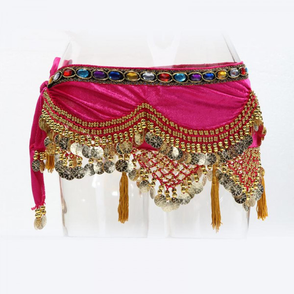 Ceinture de danse orientale velours perlées mauve argent. Aussi