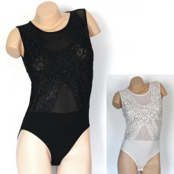 Body brodé en résille Femme
