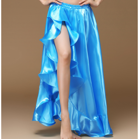 Jupe De Danse Orientale Satin Longue Femme – Fente Latérale Sexy, Coupe Classique, Idéale Danse Du Ventre
