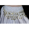 Ceinture de danse orientale blanc à sequins dorés