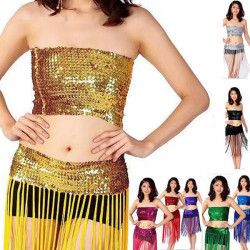 Set de danse orientale top bandeau paillettes et ceinture