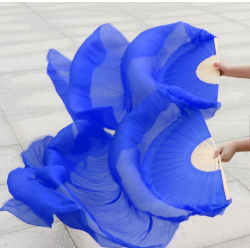 Paire d'éventails ourlés de danse orientale bleu
