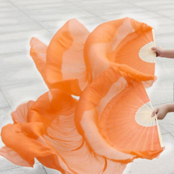 Paire d'éventails ourlés de danse orientale orange