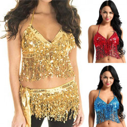 Top dos nu de danse orientale à paillettes 