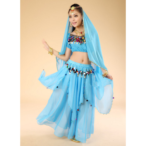 Costume femme danseuse orientale haut, pantalon et coiffe