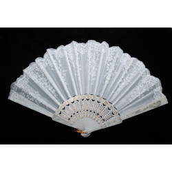 Eventail espagnol blanc argenté