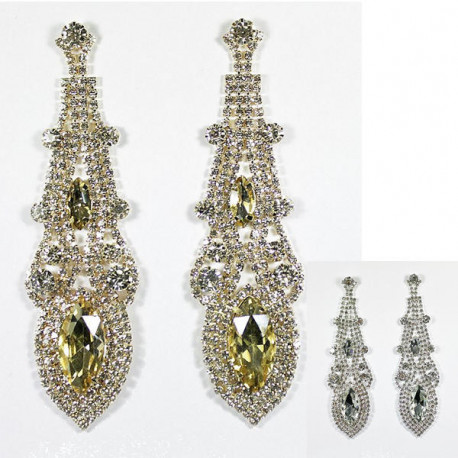 Boucles D'oreilles Pendantes Longues Dorées – Cristaux Ronds Strass, élégantes, Neuves