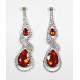 Boucles d'oreilles strass torsade argent et pierre couleur