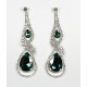 Boucles d'oreilles strass torsade argent et pierre couleur