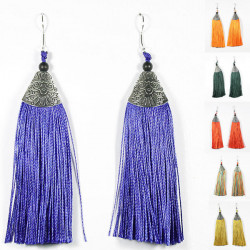 Boucles d 'oreilles pompon longues franges
