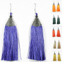 Boucles d 'oreilles pompon longues franges