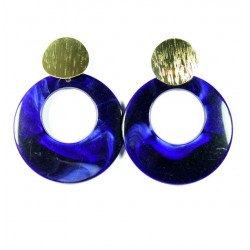 Boucles d'oreilles femme cercle or et bleu nuit