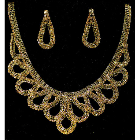 Parure Bijoux Femme 3 Pièces Strass Zirconia - Collier Y, Bracelet, Boucles Goutte - Pour Mariage, Soirée
