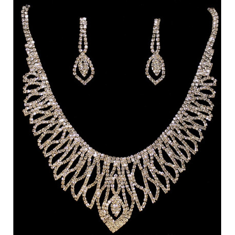 Parure strass dorée forme amande