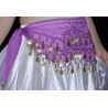 Ceinture de danse orientale violet à sequins dorés