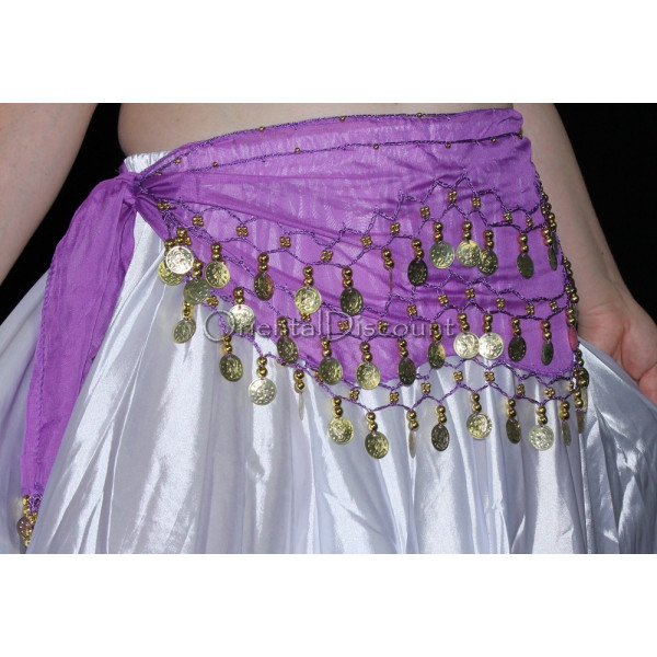 Ceinture velours blanche de danse orientale sequins argent - 14,90 €