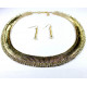 Parure collier strass plat doré