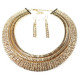 Parure collier strass plat doré