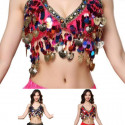 Top de danse orientale multicolore à pastilles et strass