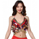Top de danse orientale multicolore à pastilles et strass