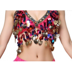 Top de danse orientale multicolore à pastilles et strass